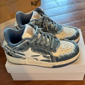 Blue and White Sneakers